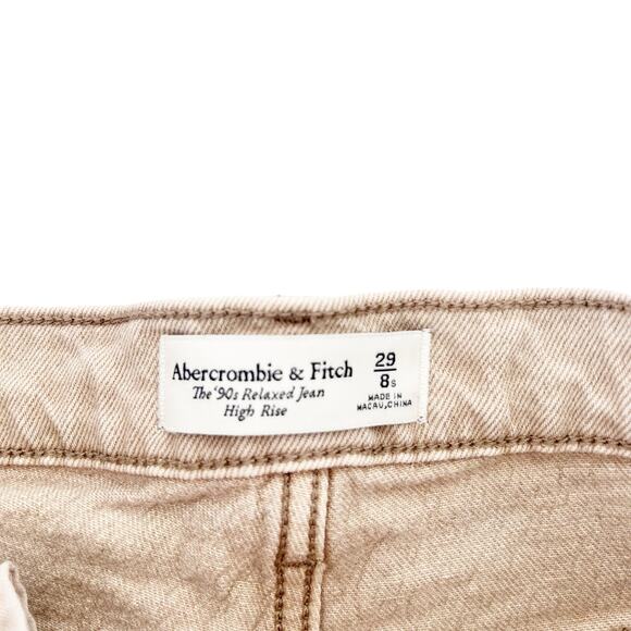 Abercrombie Tan 90s Relaxed High Rise Jeans Sz 8S - Picture 2 of 5
